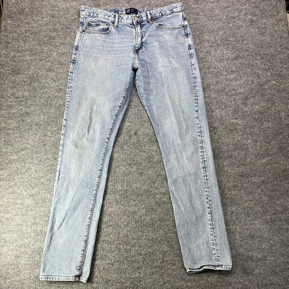 Gap Straight Jeans Women's Blue Denim Slim Pockets Classic Zip Fly - 35X34